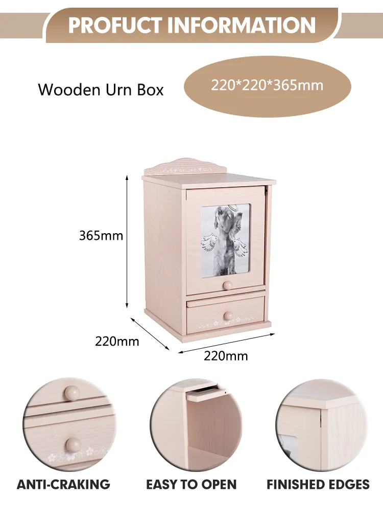 Factory Wholesale Custom MDF Wooden Buddhist Shrine Funeral Keepsake Wood Pet Cremation Urn Box