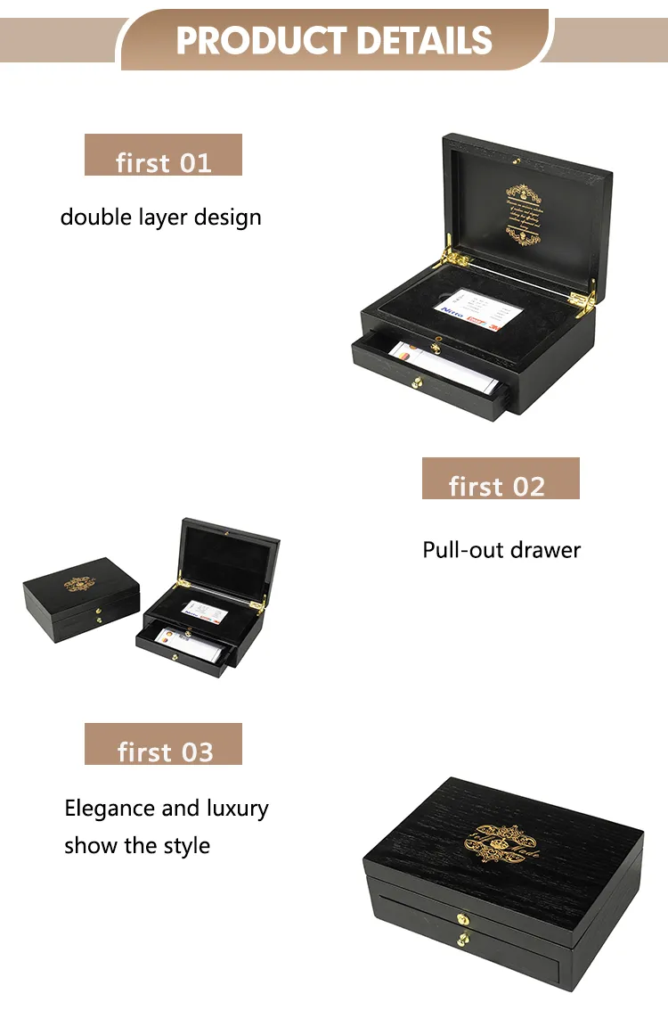 Wholesale Black Piano Lacquer Gift Case Professional Business Card Holder Pocket Personalization Customized Wooden Credit Card Box