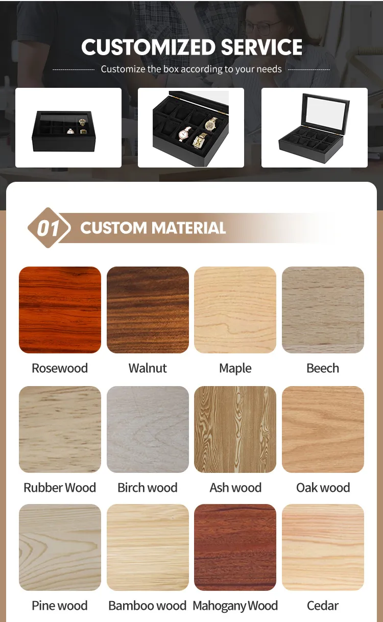 Wholesale Custom-Made Luxury Eco-Friendly Wooden Watch Gift Storage Box Wood Watch Packing Case