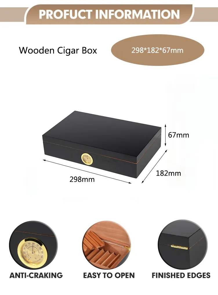 Wholesale High End Spanish Cedar Wood Cigarette Tobacco Box Cigar Humidors with Humidifier