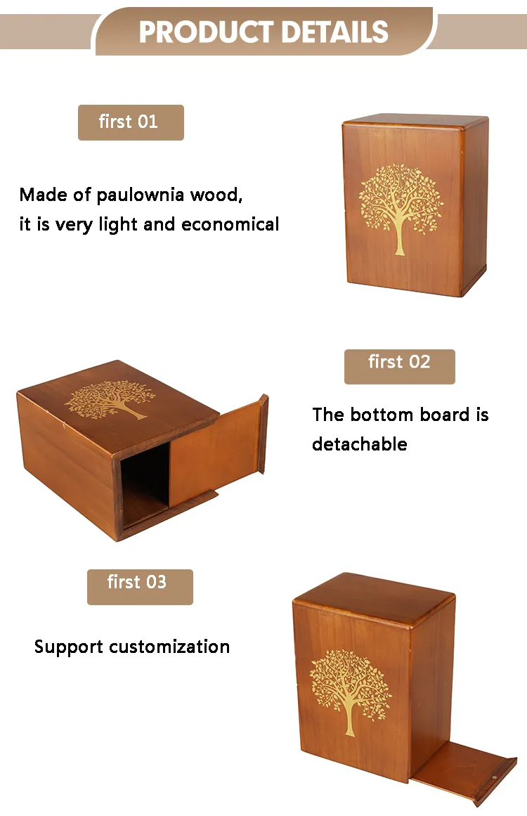 Wholesale Wooden Cremation Urn for Human Wood Ashes Decorative Box Funeral Urns for Human Ashes Adult Male Female with Satin Bag Burial or Memorial Keepsak
