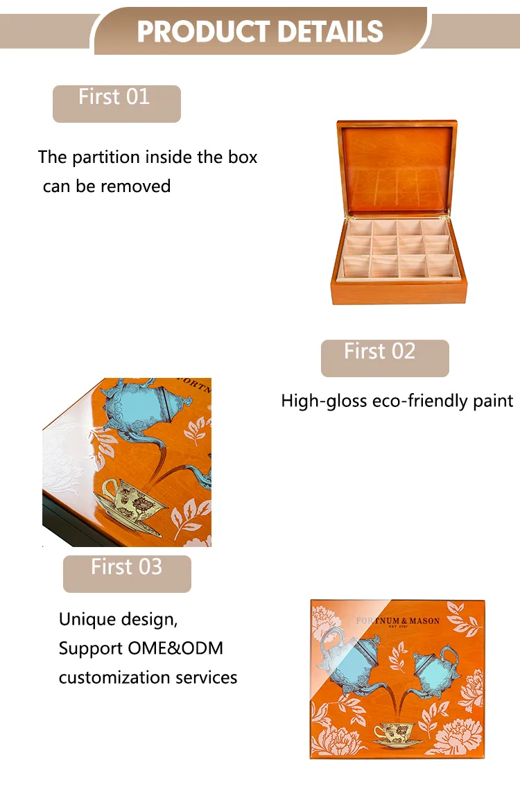 Wholesale Factorary Price Handcrafted Twinings Black Deluxe Compartment Wooden Tea Gift Packaging Box 12 Compartment