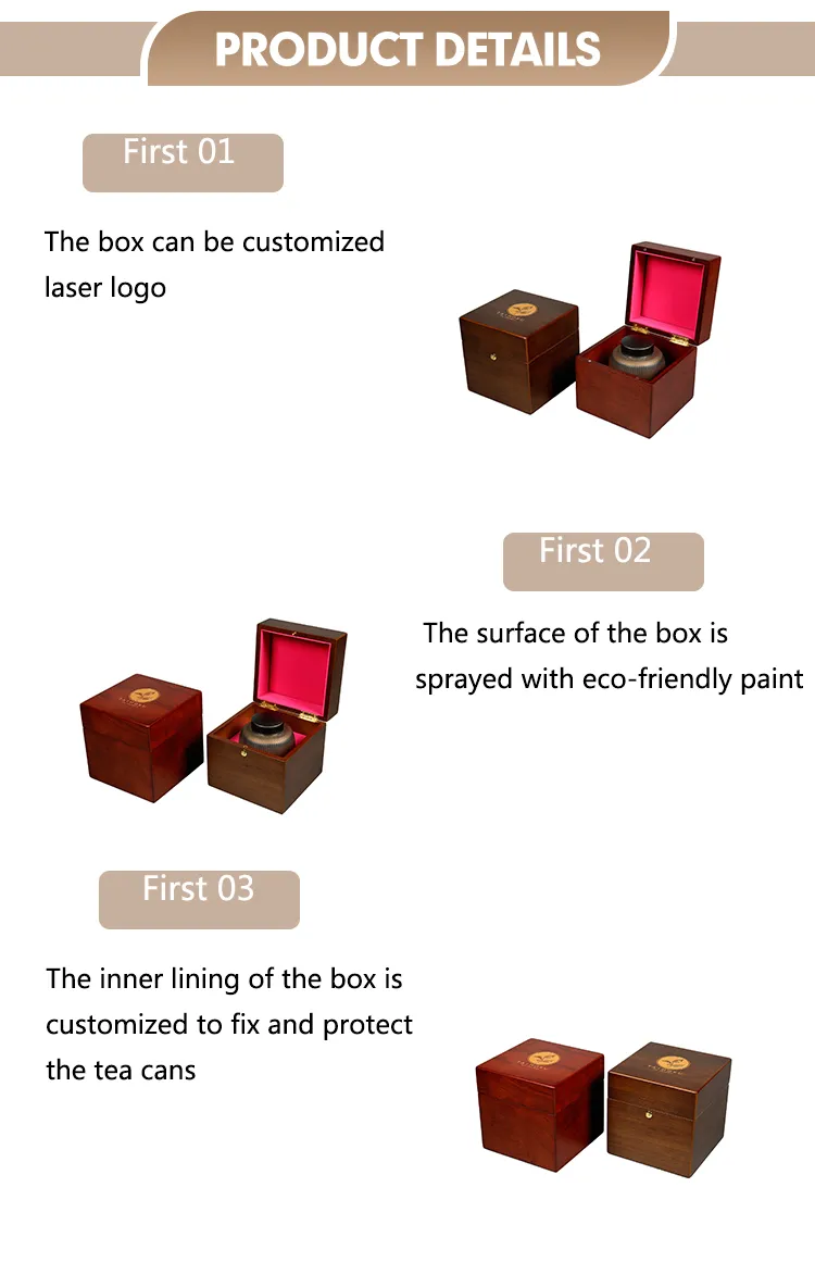 Luxury Eco-Friendly Brown Matte Wooden Tea Storage Box