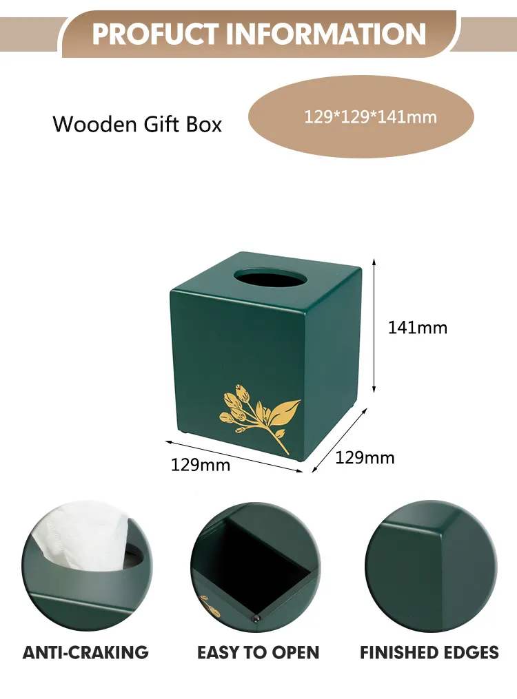 Premium Custom Logo Eco-Friendly Wooden Tissue Box for Home