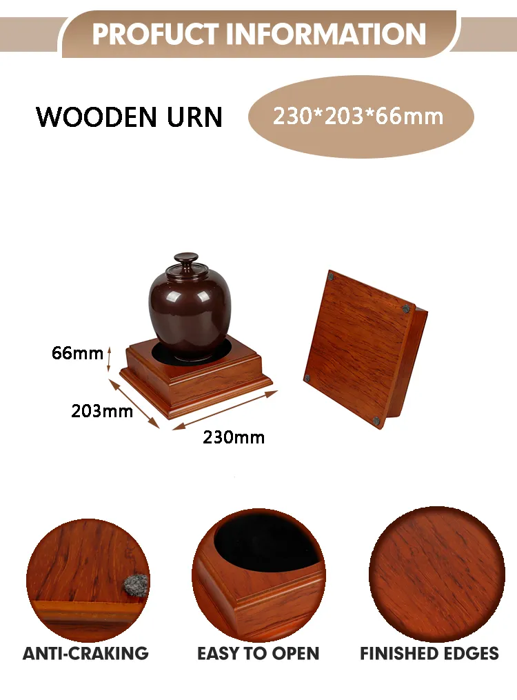 Hot Sale Urn for Human Ashes Adult Funeral Supplies Human Cremation for Ashes Wooden Urns Made of Poplar Wood